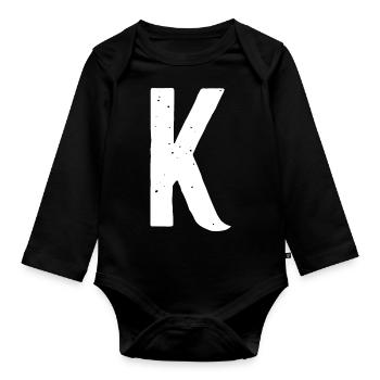 K Letter - Organic Longsleeve Baby Bodysuit - black - Front