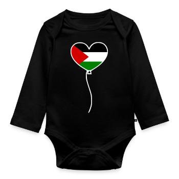 Free palestine - Body Bébé bio manches longues - noir - Devant