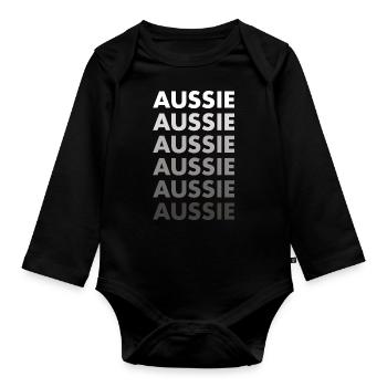 Dog Aussie - Organic Longsleeve Baby Bodysuit - black - Front