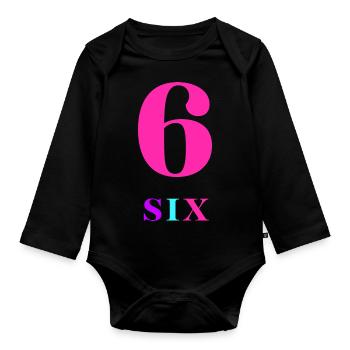 Six-6th Anniversary - Organic Longsleeve Baby Bodysuit - black - Front