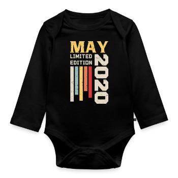 Mai 2020 - Geburtstagsgeschenk geboren im Mai 2020 Mai - Baby Bio-Langarm-Body - Schwarz - Vorne
