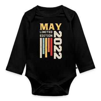 May 2022 - Birthday gift born in May 2022 May - Organic Longsleeve Baby Bodysuit - black - Front