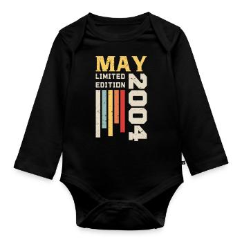 Mai 2004 - Geburtstagsgeschenk geboren im Mai 2004 Mai - Baby Bio-Langarm-Body - Schwarz - Vorne