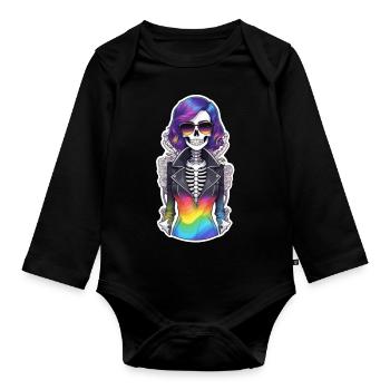 Halloween - Rock & Regenbogen - Baby Bio-Langarm-Body - Schwarz - Vorne