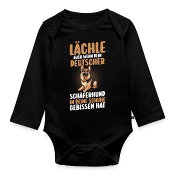 Hund Deutscher Schäferhund - Baby Bio-Langarm-Body - Schwarz - Vorne