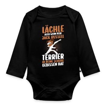 Hund Jacke Russell - Baby Bio-Langarm-Body - Schwarz - Vorne