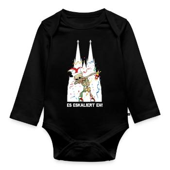 Karneval Kölle Alaaf Dabbing Skelett Fun - Baby Bio-Langarm-Body - Schwarz - Vorne