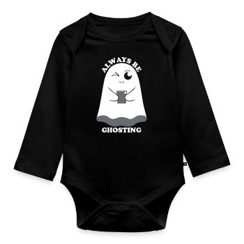 Boo Fantôme Drôle - Body Bébé bio manches longues - noir - Devant