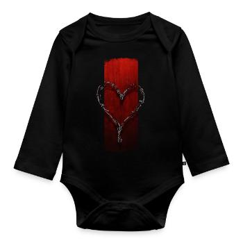 Entwined Resilience: Heart-Shaped Barb Wire - Organic Longsleeve Baby Bodysuit - black - Front