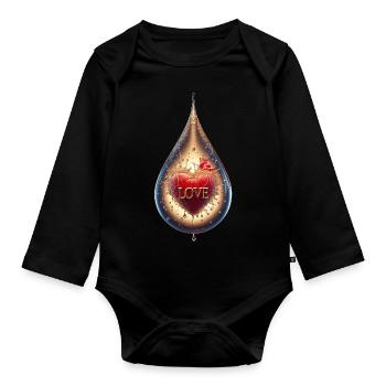 Love in a Drop - Organic Longsleeve Baby Bodysuit - black - Front