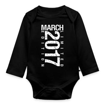 March 2017 March Anniversary March 2017 - Organic Longsleeve Baby Bodysuit - black - Front