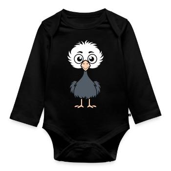 autruche - Body Bébé bio manches longues - noir - Devant