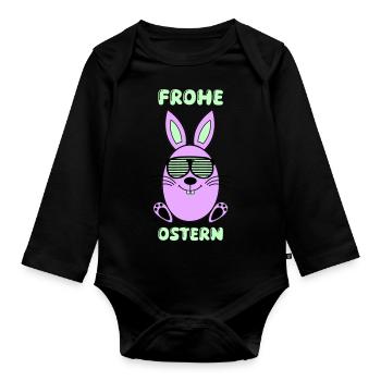 Happy Easter Bunny - Organic Longsleeve Baby Bodysuit - black - Front