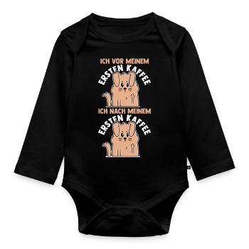 Suivez-moi devant mon premier café - Body Bébé bio manches longues - noir - Devant
