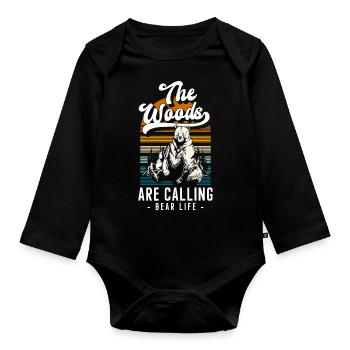 Bear Strong Fur Zodiac Sign - Organic Longsleeve Baby Bodysuit - black - Front