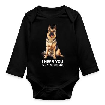 German Sheperd - Baby Bio-Langarm-Body - Schwarz - Vorne