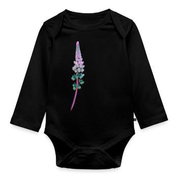 Lupin - Fleur décorative - Body Bébé bio manches longues - noir - Devant