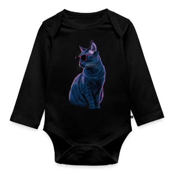 Sonnenbrille für Russisch Blaue Katze Geschenk - Baby Bio-Langarm-Body - Schwarz - Vorne