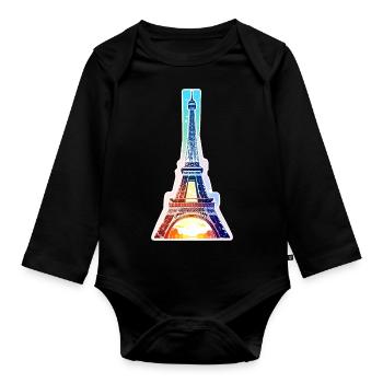 Eiffel tower #13 - Organic Longsleeve Baby Bodysuit - black - Front