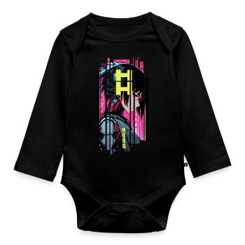 Cyborg Woman Futuristic Symbol - Organic Longsleeve Baby Bodysuit - black - Front