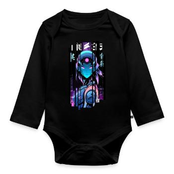 Cyborg Woman Futuristic Robot - Organic Longsleeve Baby Bodysuit - black - Front