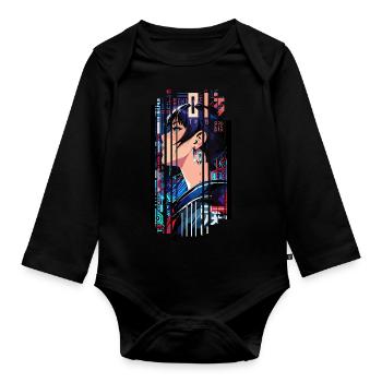 Futuristic Cyborg Woman - Organic Longsleeve Baby Bodysuit - black - Front
