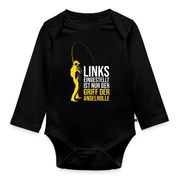 Links eingestellt ist nur der Griff der Angelrolle - Baby Bio-Langarm-Body - Schwarz - Vorne