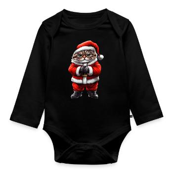 Cats Christmas - Organic Longsleeve Baby Bodysuit - black - Front