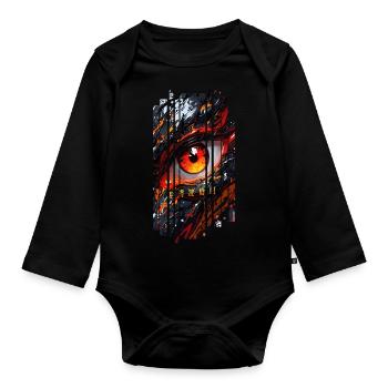 Cyborg Eyes Dragon Girl - Organic Longsleeve Baby Bodysuit - black - Front
