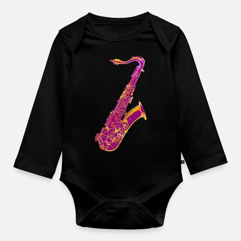 Saxophone - Body Bébé bio manches longues - noir