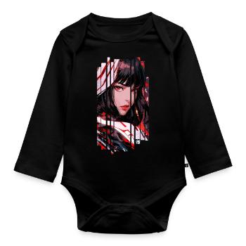 Cyborg Woman white kanji - Organic Longsleeve Baby Bodysuit - black - Front