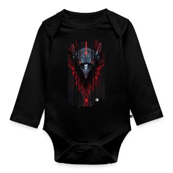 Cyborg raven kanji red - Organic Longsleeve Baby Bodysuit - black - Front