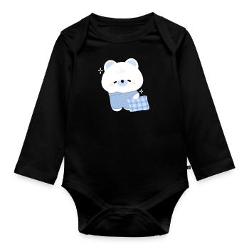 Ours polaire endormi - Body Bébé bio manches longues - noir - Devant