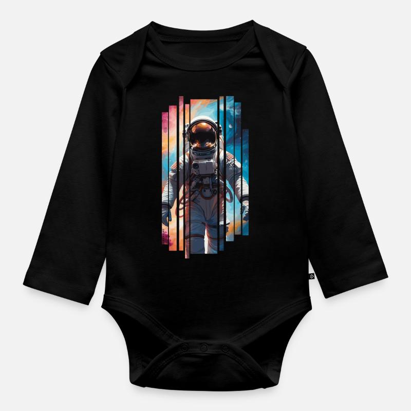 Space astronaut - Astronaute spatial - Body Bébé bio manches longues - noir