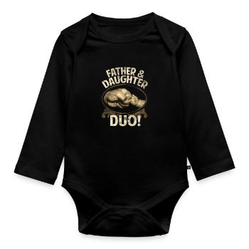 Duo Père Fille - Body Bébé bio manches longues - noir - Devant