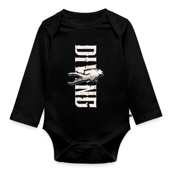 Diving Divers - Organic Longsleeve Baby Bodysuit - black - Front