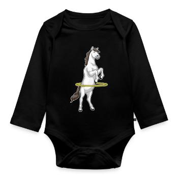Gymnastique d’entraînement par cerceau pour chevaux - Body Bébé bio manches longues - noir - Devant