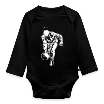Bowling Drawing - Organic Longsleeve Baby Bodysuit - black - Front