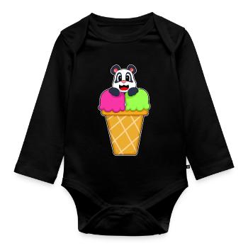 Crème glacée Panda Waffle - Body Bébé bio manches longues - noir - Devant
