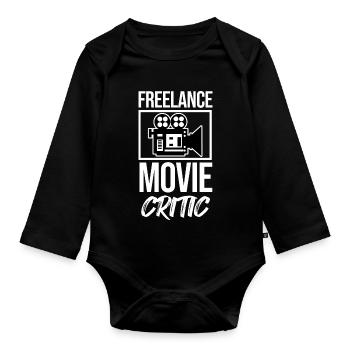 Films, Cineaste, Cinéma, Déclaration, Soirée cinéma, Caméra - Body Bébé bio manches longues - noir - Devant
