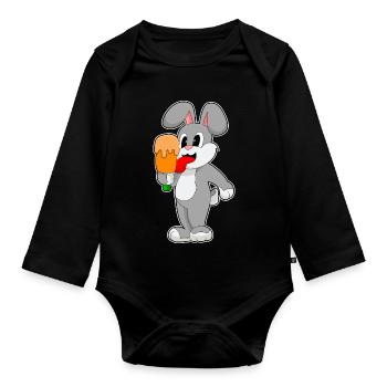 Rabbit Popsicle - Organic Longsleeve Baby Bodysuit - black - Front