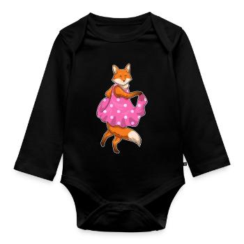 Fuchs Polka Dots Kleid - Baby Bio-Langarm-Body - Schwarz - Vorne