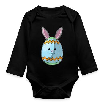 Easter Egg Easter Bunny Ears - Organic Longsleeve Baby Bodysuit - black - Front