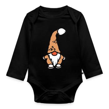 Secret Santa Christmas Xmas Cute Comic Red Nose Icon - Organic Longsleeve Baby Bodysuit - black - Front