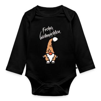 Joyeux Noël Symbole Diablotin Icône Barbe Blanche - Body Bébé bio manches longues - noir - Devant