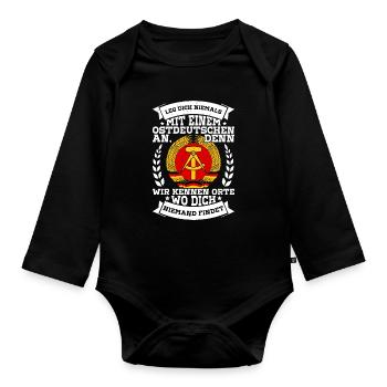 Ostdeutschland Wappen DDR GDR Ossi - Baby Bio-Langarm-Body - Schwarz - Vorne