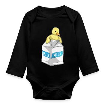 Ente Milch - Baby Bio-Langarm-Body - Schwarz - Vorne