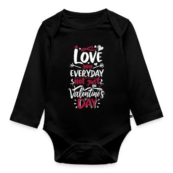 Amour au quotidien pas juste Saint-Valentin - Body Bébé bio manches longues - noir - Devant