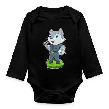 Wolf Polizist Handschellen Polizei - Baby Bio-Langarm-Body - Schwarz - Vorne