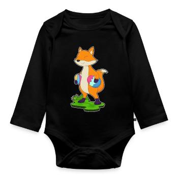 Fox Easter Easter Eggs - Organic Longsleeve Baby Bodysuit - black - Front